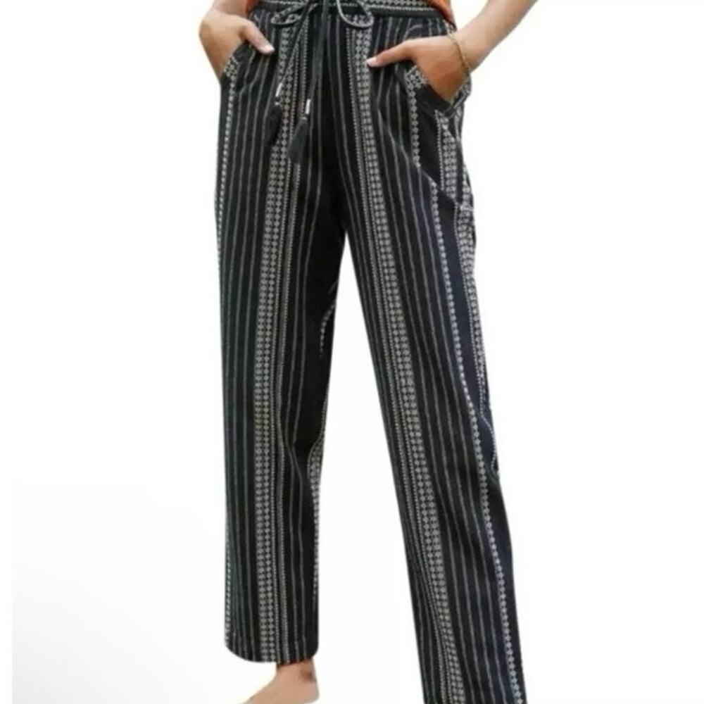 Anthropologie Saturday Sunday Wide Leg Lounge Pants Size S Fair Isle Print Boho